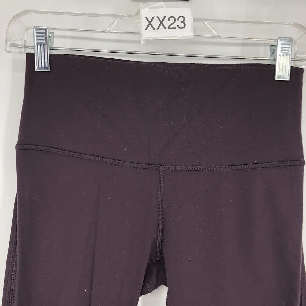 Lululemon Women's Purple Solid Polyester Pull on Mid Rise Activewear Leggings - Picture 2 of 6